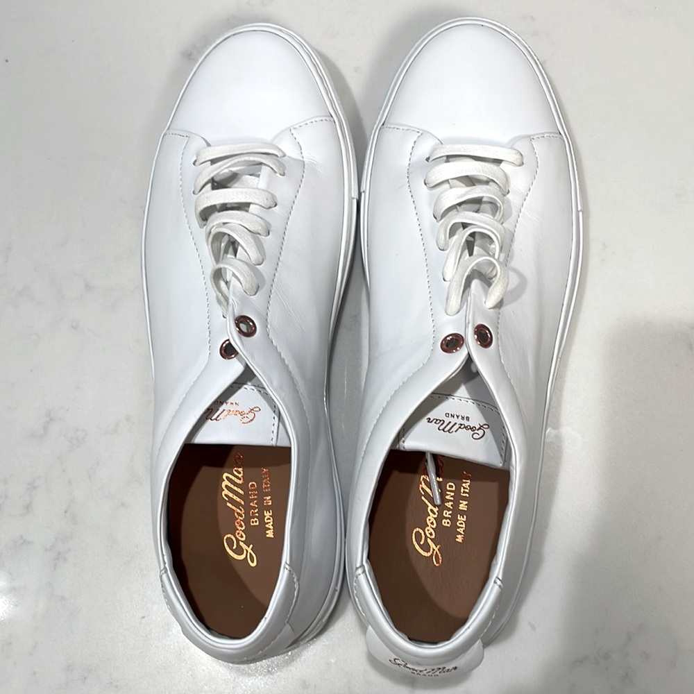 Good Man white leather sneakers sz 9 Brand new EDGE MONO LO TOP SNEAKER